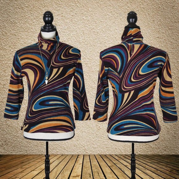 Andria Lieu Tops - Andria Lieu Colorful Turtleneck Top Size Small